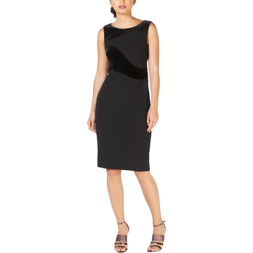Calvin Klein Black Velvet Swirl Sheath Dress